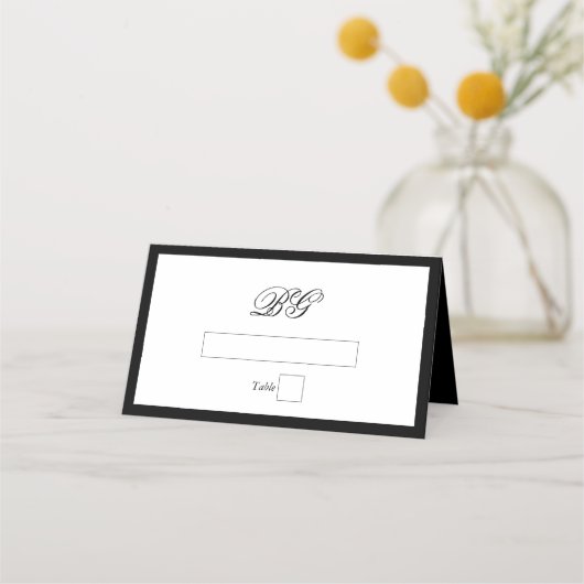 Elegant minimalist Black White Monogram Weddenscha (Voorkant)