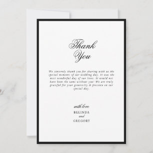 Elegant minimalist Black White Monogram Weddenscha Bedankkaart