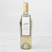 Elegant minimalist Black White Monogram Weddenscha Flessenhanger (Op fles)