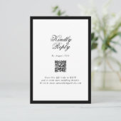 Elegant minimalist Black White Monogram Weddenscha Informatiekaartje (Staand voorkant)