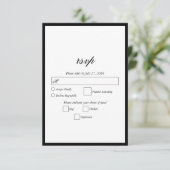 Elegant minimalist Black White Monogram Weddenscha RSVP Kaartje (Staand voorkant)