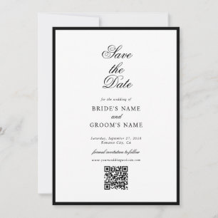 Elegant minimalist Black White Monogram Weddenscha Save The Date