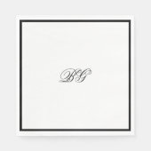 Elegant minimalist Black White Monogram Weddenscha Servet (Voorkant)