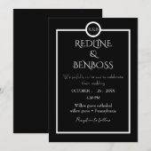 Elegant Minimalist  Black & White Wedding  Invitat Kaart (Voorkant / Achterkant)