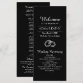 Elegant Minimalist Black White Wedding Program Programma (Voorkant / Achterkant)