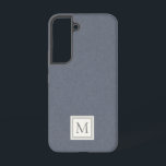 Elegant Minimalist Blue Gray Faux Linen Monogram<br><div class="desc">Elegant minimalist blue gray faux linen pattern with a gray monogram on an ivory background.</div>