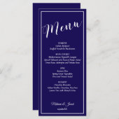 Elegant Minimalist Blue Wedding Flat Menu Card (Voorkant / Achterkant)