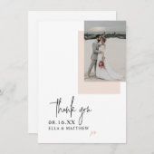 Elegant minimalist Blush Pink Script Font Weddensc Bedankkaart (Voorkant / Achterkant)
