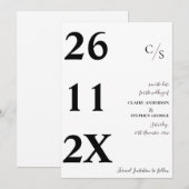 Elegant Minimalist Bold Font Black White Wedding Save The Date (Voorkant / Achterkant)