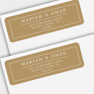 Elegant Minimalist Border Gold Return Address Etiket