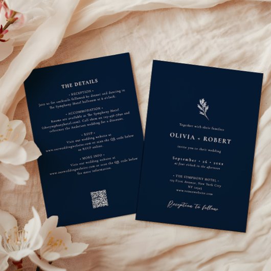 Elegant Minimalist Botanical All-In-One Wedding Kaart