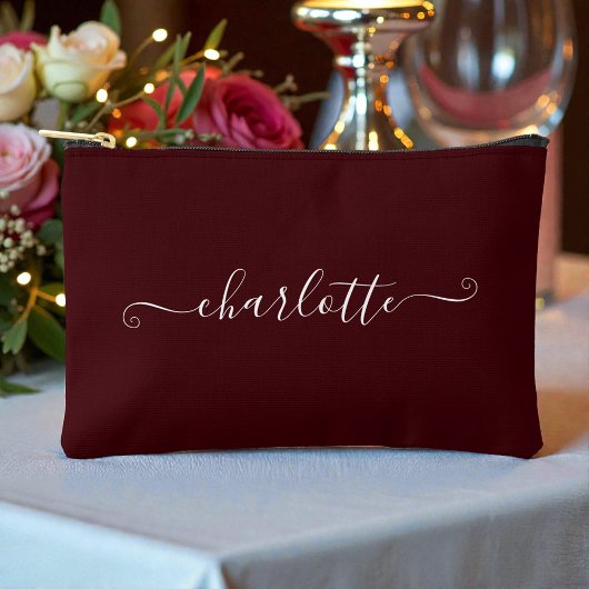 Elegant Minimalist Bridesmaid Name | Deep Burgundy Etui