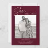 Elegant Minimalist Burgundy Photo Save The Date (Devant)
