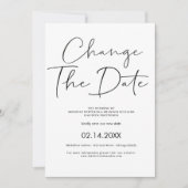 Elegant Minimalist Calligraphy Change The Date Kaart (Voorkant)