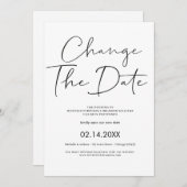 Elegant Minimalist Calligraphy Change The Date Kaart (Voorkant / Achterkant)