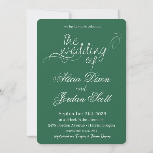 Elegant Minimalist Calligraphy Wedding Invitation (Devant)