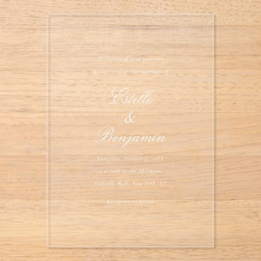 Elegant Minimalist Calligraphy Wedding Invitation (Recto)