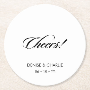 Elegant minimalist Calligraphy White Wedding Ronde Kartonnen Onderzetter