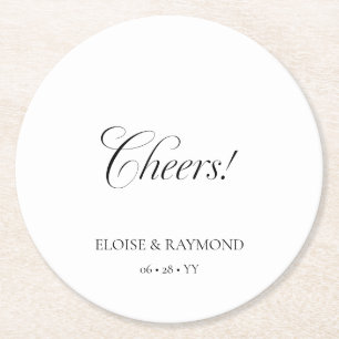 Elegant minimalist Calligraphy White Wedding Ronde Kartonnen Onderzetter