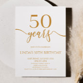 Elegant Minimalist Champagne 50th Birthday Party Kaart