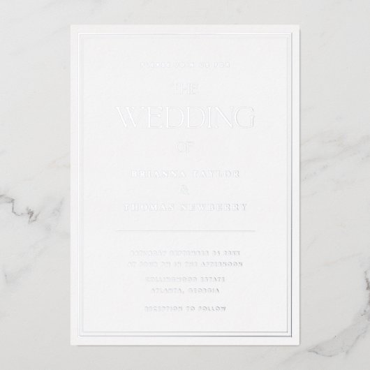 Elegant minimalist Chic Silver Wedding Uitnodiging (Voorkant)