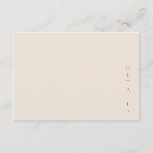 Elegant Minimalist Desert Sand Copper Wedding Informatiekaartje (Voorkant)