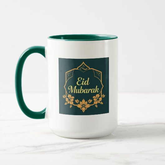 Elegant Minimalist Eid Mubarak Mug – Emerald Green (Gauche)