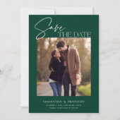 Elegant minimalist Emerald Green Foto Save The Date (Voorkant)