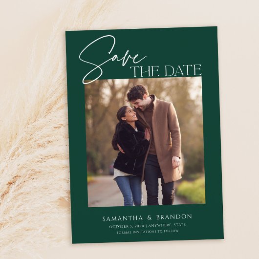 Elegant minimalist Emerald Green Foto Save The Date