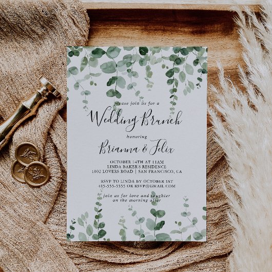 Elegant minimalist Eucalyptus Wedding Brunch Kaart