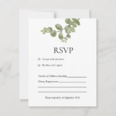 Elegant Minimalist Eucalyptus Wedding RSVP Card (Devant)