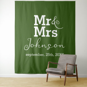 Elegant minimalist Fern Green Wedding Backdrop Wandkleed