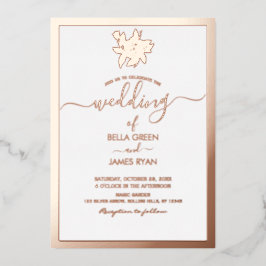 Elegant minimalist Floral Photo Wedding Folie Uitnodiging