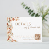  Elegant Minimalist Floral Wedding Details QR Code Informatiekaartje (Staand voorkant)
