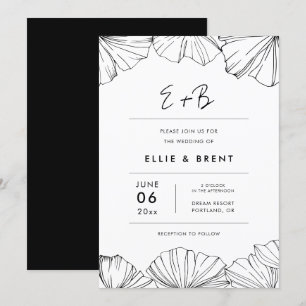 Elegant minimalist Ginkgo Biloba bruiloft Kaart