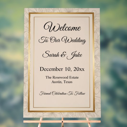 Elegant Minimalist Gold Frame & Floral  (Neutre)