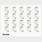 Elegant minimalist Green Botanicals Wedding Vierkante Sticker (Vel)