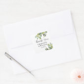 Elegant minimalist Green Botanicals Wedding Vierkante Sticker (Envelop)