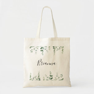 Elegant minimalist Green Eucalyptus Bridesmaid Tote Bag