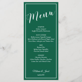 Elegant Minimalist Green Wedding Flat Menu Card