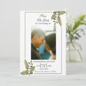 Elegant Minimalist Greenery Save The Date (Debout devant)