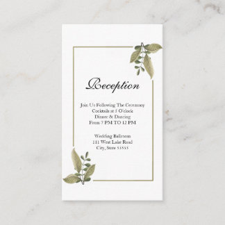 Elegant Minimalist Greenery Wedding Reception Informatiekaartje