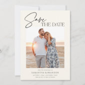 Elegant Minimalist Ivory Photo Save The Date (Voorkant)