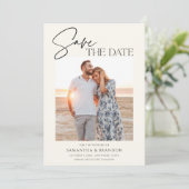 Elegant Minimalist Ivory Photo Save The Date (Staand voorkant)