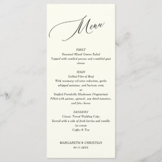 Elegant Minimalist Ivory Wedding Menu
