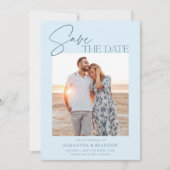 Elegant Minimalist Light Blue Photo Save The Date (Devant)