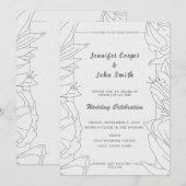 Elegant minimalist line art. Floral Wedding Kaart (Voorkant / Achterkant)