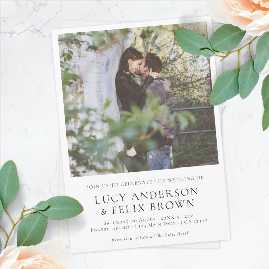 Elegant minimalist | Modern Chic Photo Wedding Kaart