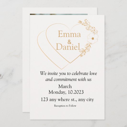 Elegant Minimalist & Modern Wedding Invitations (Devant / Derrière)