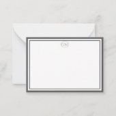 Elegant Minimalist Monogram Gray Two Border Notitiekaartje (Voorkant)